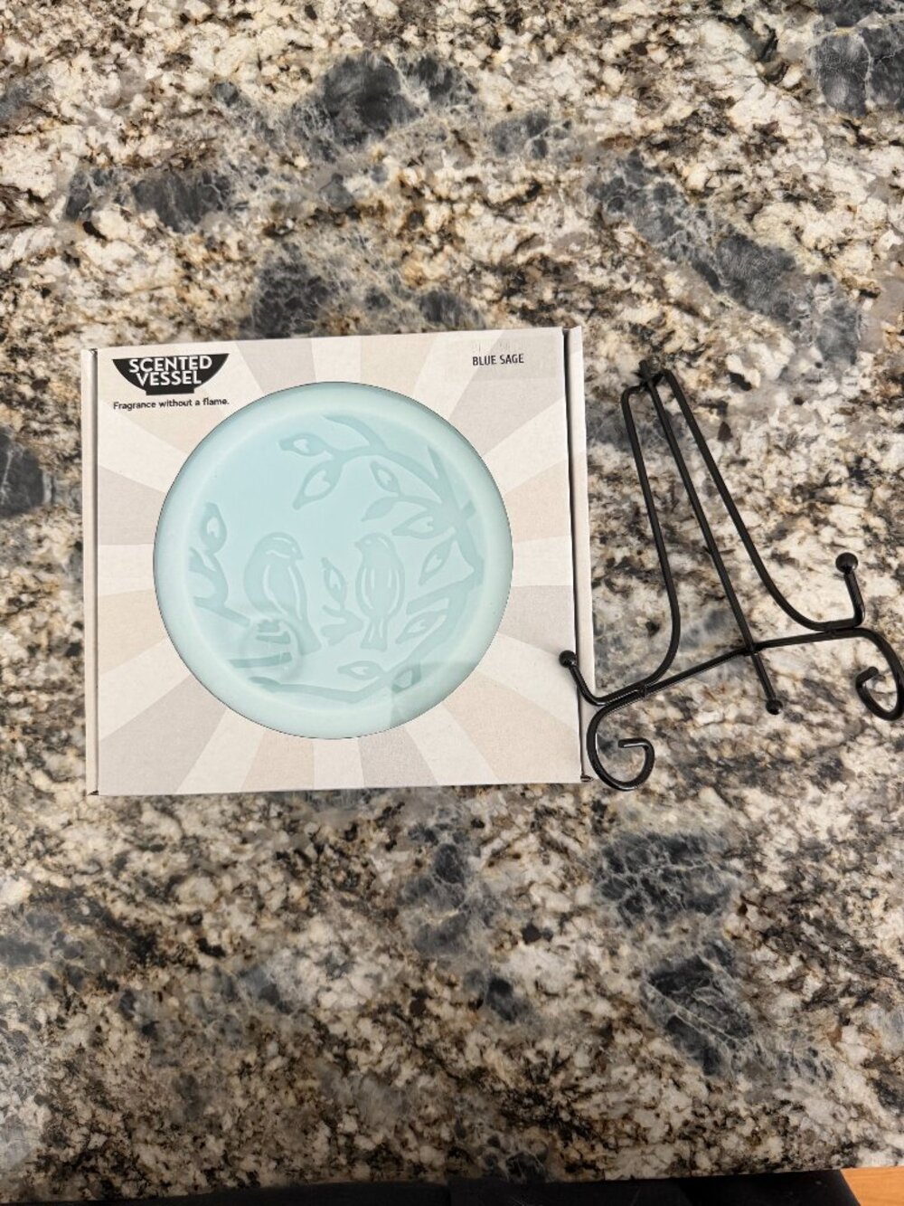 NWT Blue Sage Scented Vessel - Includes Stand